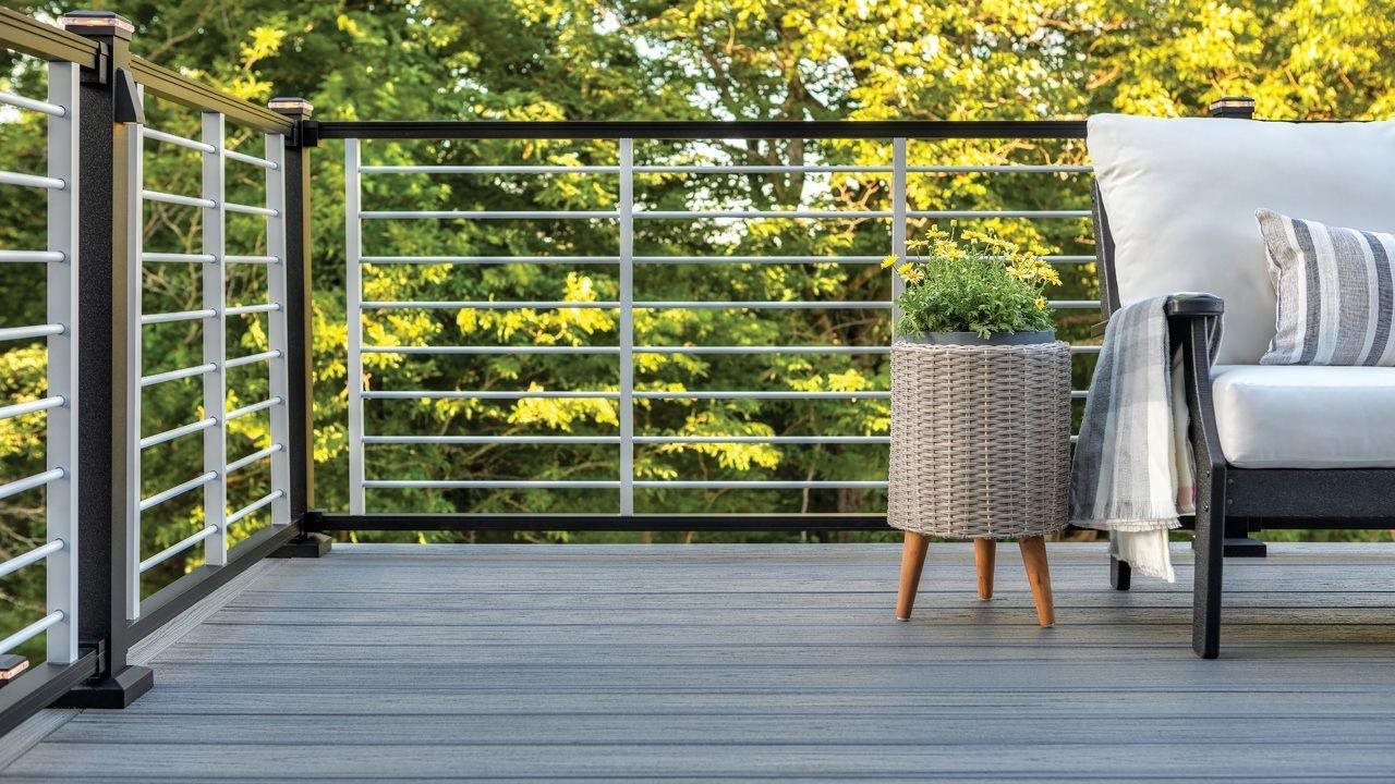 beautiful modern style railing on deck